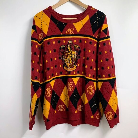 Wizarding World‎ of Harry Potter Adults Gryffindor Argyle Sweater Size XL - Picture 1 of 13